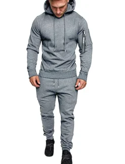 Men's Tracksuit Sweatsuit Black Dark Gray Light Grey Camouflage Gray Camouflage Green Hooded Sports & Outdoor Cool Winter Clothing Apparel Hoodies Sweatshirts Long Sleeve