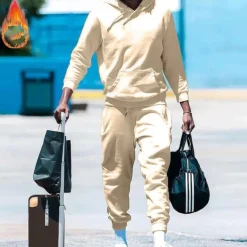 Men's Tracksuit Sweatsuit 2 Piece Athletic Long Sleeve Thermal Warm Breathable Moisture Wicking Fitness Running Jogging Sportswear Activewear Solid Colored Black White Yellow