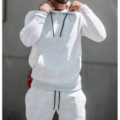 Men's Tracksuit Sweatsuit 2 Piece Athletic Long Sleeve Thermal Warm Breathable Moisture Wicking Fitness Running Jogging Sportswear Activewear Solid Colored Black White Yellow