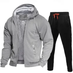 Men's Tracksuit Sweatsuit Black Red Navy Blue Light Grey Dark Gray Hooded Color Block Drawstring 2 Piece Streetwear Cool Spring Fall Clothing Apparel Hoodies Sweatshirts