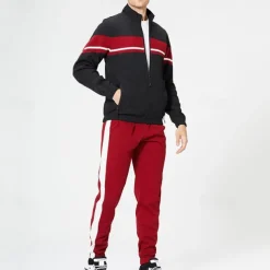 Men's Tracksuit Sweatsuit Full Zip Sweatshirt Black Green Khaki Standing Collar Color Block Patchwork 2 Piece Sports & Outdoor Daily Holiday Streetwear Basic Casual Spring & Fall Clothing Apparel