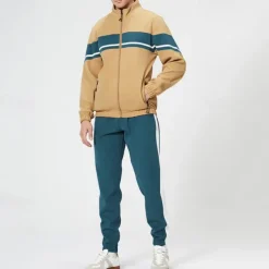 Men's Tracksuit Sweatsuit Full Zip Sweatshirt Black Green Khaki Standing Collar Color Block Patchwork 2 Piece Sports & Outdoor Daily Holiday Streetwear Basic Casual Spring & Fall Clothing Apparel