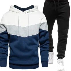 Men's Tracksuit Sweatsuit 2 Piece Athletic Winter Long Sleeve Thermal Warm Breathable Moisture Wicking Gym Workout Running Jogging Sportswear Activewear Color Block White Yellow Army Green