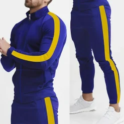 Men's Tracksuit Sweatsuit 2 Piece Athletic Winter Long Sleeve Thermal Warm Breathable Moisture Wicking Fitness Running Jogging Sportswear Activewear Color Block Black Yellow Army Green