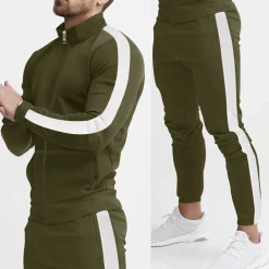 Men's Tracksuit Sweatsuit 2 Piece Athletic Winter Long Sleeve Thermal Warm Breathable Moisture Wicking Fitness Running Jogging Sportswear Activewear Color Block Black Yellow Army Green