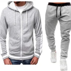 Men's Tracksuit Sweatsuit Zip Hoodie Sweatshirt Hoodie Jacket Jogging Suits Red & Black Black+Light Grey Dark Grey+Light Grey Red+Light Grey Red+Dark Grey Hooded Color Block Drawstring 2 Piece Sports