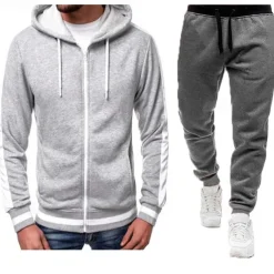 Men's Tracksuit Sweatsuit Zip Hoodie Sweatshirt Hoodie Jacket Jogging Suits Red & Black Black+Light Grey Dark Grey+Light Grey Red+Light Grey Red+Dark Grey Hooded Color Block Drawstring 2 Piece Sports