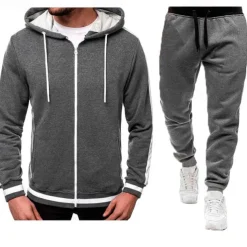 Men's Tracksuit Sweatsuit Zip Hoodie Sweatshirt Hoodie Jacket Jogging Suits Red & Black Black+Light Grey Dark Grey+Light Grey Red+Light Grey Red+Dark Grey Hooded Color Block Drawstring 2 Piece Sports