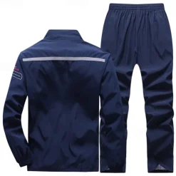 Men's Tracksuit Sweatsuit Athleisure Spring Long Sleeve Stand Collar Thermal Warm Waterproof Windproof Fitness Running Sportswear Activewear Solid Colored Black Light Red Dark Blue