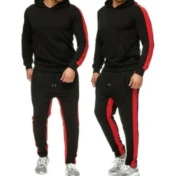 Men's Tracksuit Sweatsuit 2 Piece Street Winter Long Sleeve Thermal Warm Breathable Moisture Wicking Fitness Gym Workout Running Sportswear Activewear Stripes Black Yellow Red