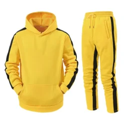 Men's Tracksuit Sweatsuit 2 Piece Street Winter Long Sleeve Thermal Warm Breathable Moisture Wicking Fitness Gym Workout Running Sportswear Activewear Stripes Black Yellow Red