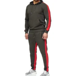 Men's Tracksuit Sweatsuit 2 Piece Street Winter Long Sleeve Thermal Warm Breathable Moisture Wicking Fitness Gym Workout Running Sportswear Activewear Stripes Black Yellow Red