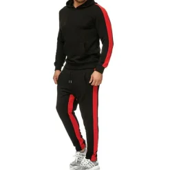 Men's Tracksuit Sweatsuit 2 Piece Street Winter Long Sleeve Thermal Warm Breathable Moisture Wicking Fitness Gym Workout Running Sportswear Activewear Stripes Black Yellow Red