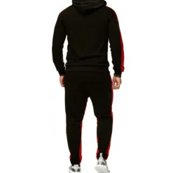 Men's Tracksuit Sweatsuit 2 Piece Street Winter Long Sleeve Thermal Warm Breathable Moisture Wicking Fitness Gym Workout Running Sportswear Activewear Stripes Black Yellow Red