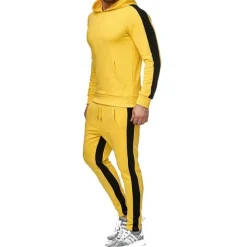 Men's Tracksuit Sweatsuit 2 Piece Street Winter Long Sleeve Thermal Warm Breathable Moisture Wicking Fitness Gym Workout Running Sportswear Activewear Stripes Black Yellow Red