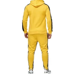 Men's Tracksuit Sweatsuit 2 Piece Street Winter Long Sleeve Thermal Warm Breathable Moisture Wicking Fitness Gym Workout Running Sportswear Activewear Stripes Black Yellow Red