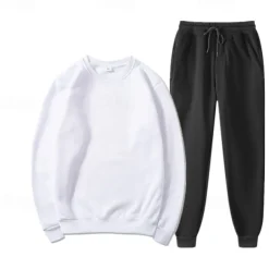 Men's Tracksuit Sweatsuit Jogging Suits White Yellow Orange Gray Crew Neck Plain 2 Piece Sports & Outdoor Daily Holiday Streetwear Basic Casual Spring & Fall Clothing Apparel Hoodies Sweatshirts