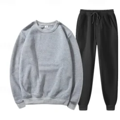 Men's Tracksuit Sweatsuit Jogging Suits White Yellow Orange Gray Crew Neck Plain 2 Piece Sports & Outdoor Daily Holiday Streetwear Basic Casual Spring & Fall Clothing Apparel Hoodies Sweatshirts