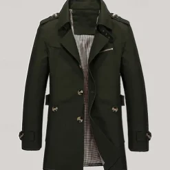 Men's Transition Jacket Trench Coat Going out All Seasons Windbreaker Outerwear Clothing Apparel Solid Colored Button-Down Turndown Single Breasted