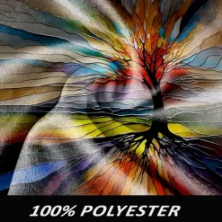 Men's Tree Glass Winter Coat Fleece Jacket Overcoat Thermal Comfortable Artistic Casual Outdoor Street Daily Wear Buttons 3D Print Front Pocket Winter Turndown Long Sleeve Rainbow