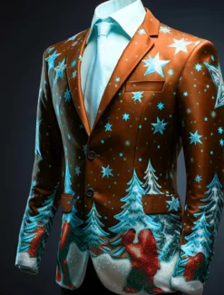 Men's Tree Long Sleeve Turndown Business Work Wear to work Going out Buttons Print Multi Pocket