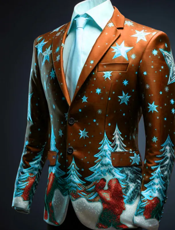 Men's Tree Long Sleeve Turndown Business Work Wear to work Going out Buttons Print Multi Pocket