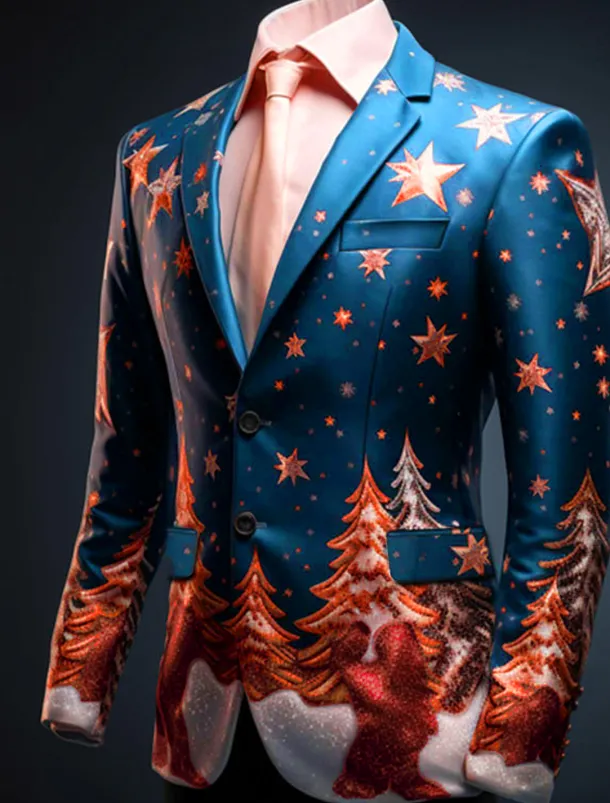 Men's Tree Long Sleeve Turndown Business Work Wear to work Going out Buttons Print Multi Pocket