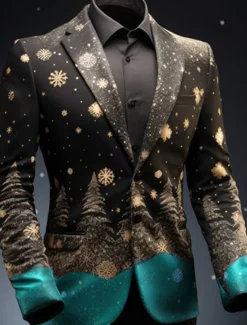 Men's Tree Long Sleeve Turndown Business Work Wear to work Going out Buttons Print Multi Pocket