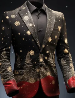 Men's Tree Long Sleeve Turndown Business Work Wear to work Going out Buttons Print Multi Pocket