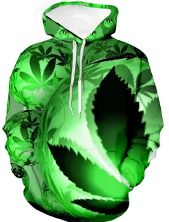 Men's Trees / Leaves 3D Hoodie Hoodies Sweatshirt Country Casual Long Sleeve Hooded Party Daily Holiday Black Green Purple Spring & Summer Designer