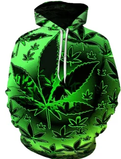 Men's Trees / Leaves 3D Hoodie Hoodies Sweatshirt Country Casual Long Sleeve Hooded Party Daily Holiday Black Green Purple Spring & Summer Designer