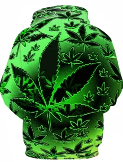 Men's Trees / Leaves 3D Hoodie Hoodies Sweatshirt Country Casual Long Sleeve Hooded Party Daily Holiday Black Green Purple Spring & Summer Designer