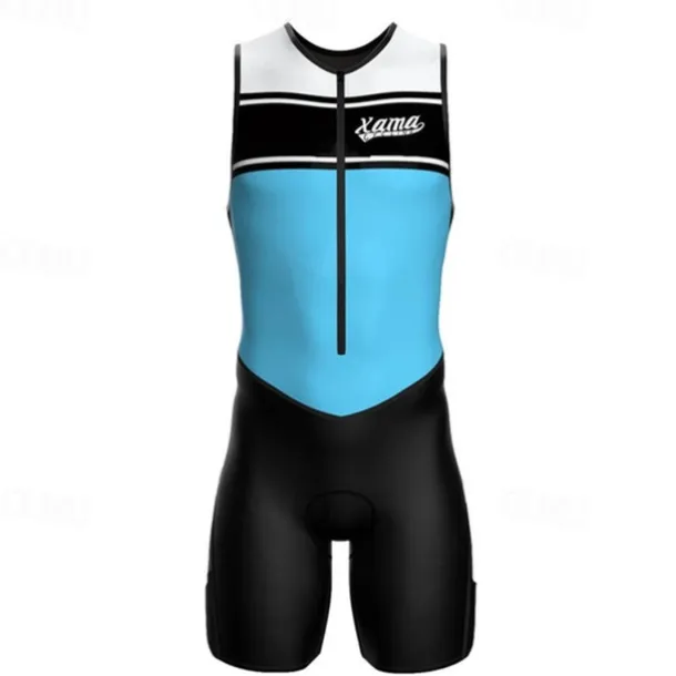 Men's Triathlon Tri Suit Sleeveless Triathlon Silver Light Yellow Black / Orange Graphic Bike Lycra Sports Graphic Clothing Apparel