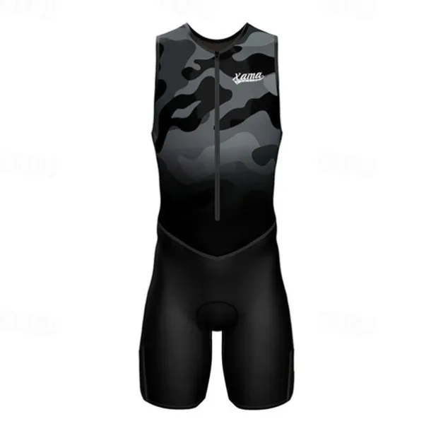 Men's Triathlon Tri Suit Sleeveless Triathlon Silver Light Yellow Black / Orange Graphic Bike Lycra Sports Graphic Clothing Apparel