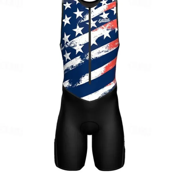 Men's Triathlon Tri Suit Sleeveless Triathlon Silver Light Yellow Black / Orange Graphic Bike Lycra Sports Graphic Clothing Apparel