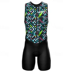 Men's Triathlon Tri Suit Sleeveless Triathlon Silver Light Yellow Black / Orange Graphic Bike Lycra Sports Graphic Clothing Apparel