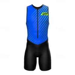 Men's Triathlon Tri Suit Sleeveless Triathlon Silver Light Yellow Black / Orange Graphic Bike Lycra Sports Graphic Clothing Apparel