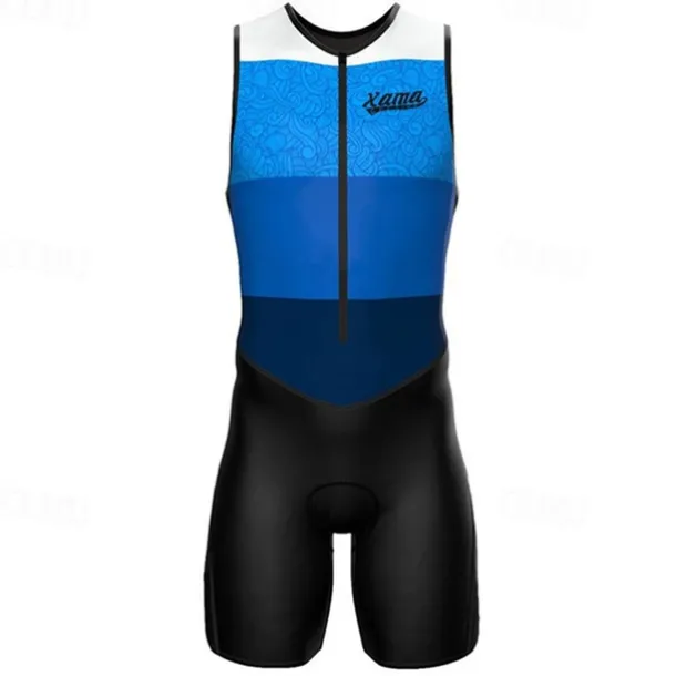 Men's Triathlon Tri Suit Sleeveless Triathlon Silver Light Yellow Black / Orange Graphic Bike Lycra Sports Graphic Clothing Apparel