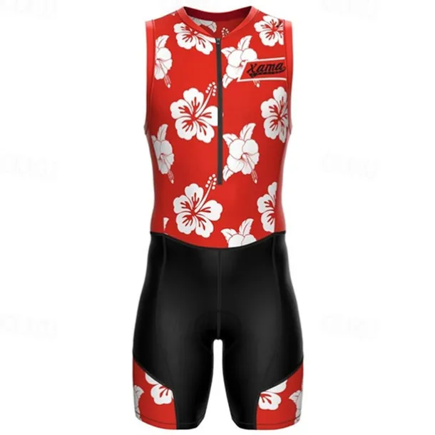 Men's Triathlon Tri Suit Sleeveless Triathlon Silver Light Yellow Black / Orange Graphic Bike Lycra Sports Graphic Clothing Apparel