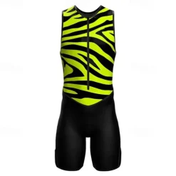 Men's Triathlon Tri Suit Sleeveless Triathlon Silver Light Yellow Black / Orange Graphic Bike Lycra Sports Graphic Clothing Apparel