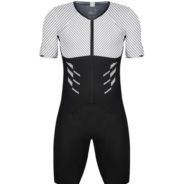 Men's Triathlon Tri Suit Short Sleeve Mountain Bike MTB Road Bike Cycling Red Blue Sky Blue Patchwork Bike Clothing Suit UV Resistant Breathable Quick Dry Sweat wicking Polyester Spandex Sports