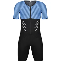 Men's Triathlon Tri Suit Short Sleeve Mountain Bike MTB Road Bike Cycling Red Blue Sky Blue Patchwork Bike Clothing Suit UV Resistant Breathable Quick Dry Sweat wicking Polyester Spandex Sports