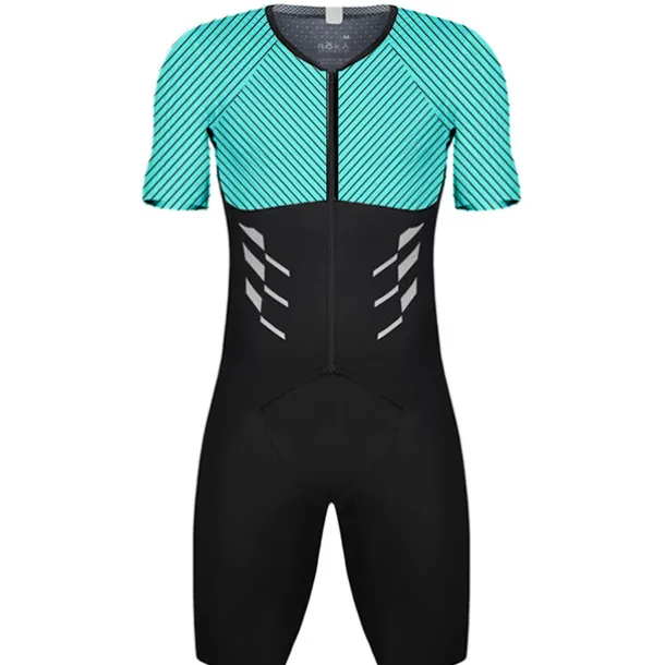 Men's Triathlon Tri Suit Short Sleeve Mountain Bike MTB Road Bike Cycling Red Blue Sky Blue Patchwork Bike Clothing Suit UV Resistant Breathable Quick Dry Sweat wicking Polyester Spandex Sports