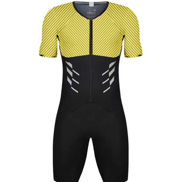 Men's Triathlon Tri Suit Short Sleeve Mountain Bike MTB Road Bike Cycling Red Blue Sky Blue Patchwork Bike Clothing Suit UV Resistant Breathable Quick Dry Sweat wicking Polyester Spandex Sports