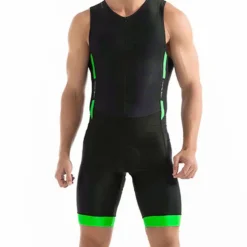 Men's Triathlon Tri Suit Sleeveless Mountain Bike MTB Road Bike Cycling Blue Green Black Blue Bike Clothing Suit UV Resistant 3D Pad Breathable Quick Dry Sweat wicking Polyester Spandex Sports Solid