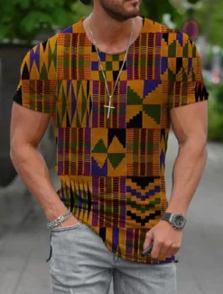 Men's Tribal Graphic Prints Totem T shirt Short Sleeve T shirt Other Prints Round Neck Shirt Designer Basic Casual Street Casual A B C Summer Spring & Summer Clothing Apparel Normal S M L XL XXL 3XL