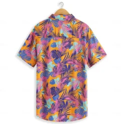 Men's Tropical Shirt Summer Hawaiian Shirt Button Up Shirt Short Sleeve Hawaiian Fashion Casual Vacation Daily Hawaiian Summer Lapel Print Purple