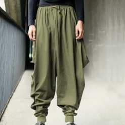 Men's Trousers Baggy Pants Casual Pants Baggy Harem Pants Drawstring Elastic Waist Wide Leg Solid Color Daily Streetwear Hippie Yoga Loose Fit Black Navy Blue