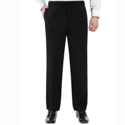Men's Trousers Casual Pants Pocket Elastic Waist Solid Color Comfort Breathable Full Length Daily Stylish Classic Style Black Navy Blue Micro-elastic