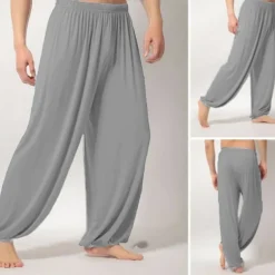 Men's Trousers Casual Pants Baggy Harem Pants Flowy Solid Color Plain Breathable Soft Full Length Yoga Casual Trousers Casual / Sporty Loose Fit Black White Micro-elastic